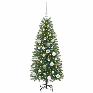 Albero di Natale Artificiale-Albero Natalizio con 150 LED Verde 120 cm PE e PVC 264101