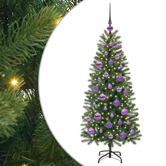 Albero di Natale Artificiale-Albero Natalizio con 150 LED Verde 120 cm PE e PVC 141754