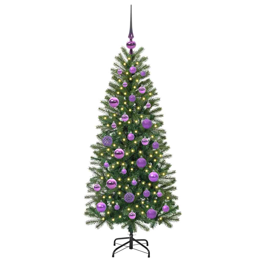 Albero di Natale Artificiale-Albero Natalizio con 150 LED Verde 120 cm PE e PVC 141754
