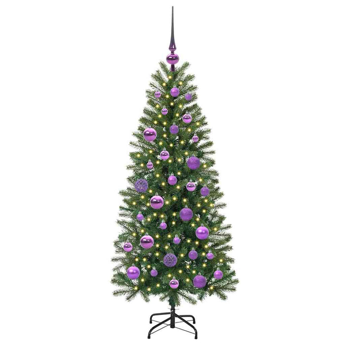 Albero di Natale Artificiale-Albero Natalizio con 150 LED Verde 120 cm PE e PVC 141754