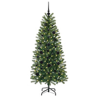 Albero di Natale Artificiale-Albero Natalizio con 150 LED Verde 150 cm PE e PVC 199226