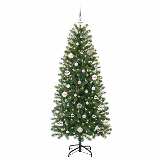 Albero di Natale Artificiale-Albero Natalizio con 150 LED Verde 150 cm PE e PVC 824874