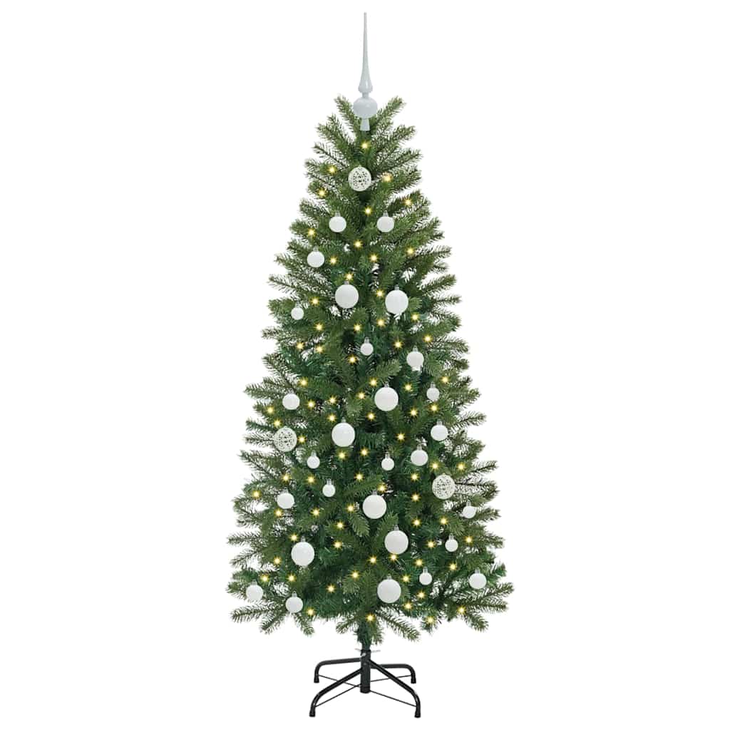 Albero di Natale Artificiale-Albero Natalizio con 150 LED Verde 150 cm PE e PVC 642930