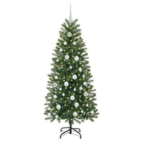 Albero di Natale Artificiale-Albero Natalizio con 150 LED Verde 150 cm PE e PVC 642930