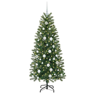 Albero di Natale Artificiale-Albero Natalizio con 150 LED Verde 150 cm PE e PVC 642930