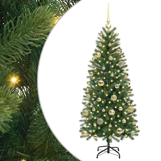 Albero di Natale Artificiale-Albero Natalizio con 150 LED Verde 150 cm PE e PVC 540673