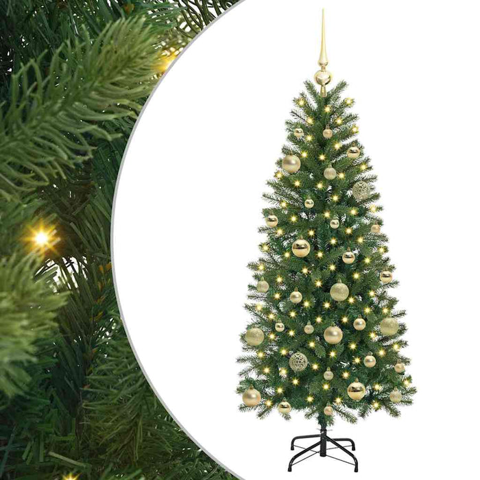Albero di Natale Artificiale-Albero Natalizio con 150 LED Verde 150 cm PE e PVC 540673