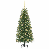 Albero di Natale Artificiale-Albero Natalizio con 150 LED Verde 150 cm PE e PVC 540673