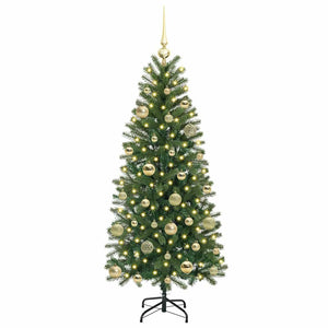 Albero di Natale Artificiale-Albero Natalizio con 150 LED Verde 150 cm PE e PVC 540673