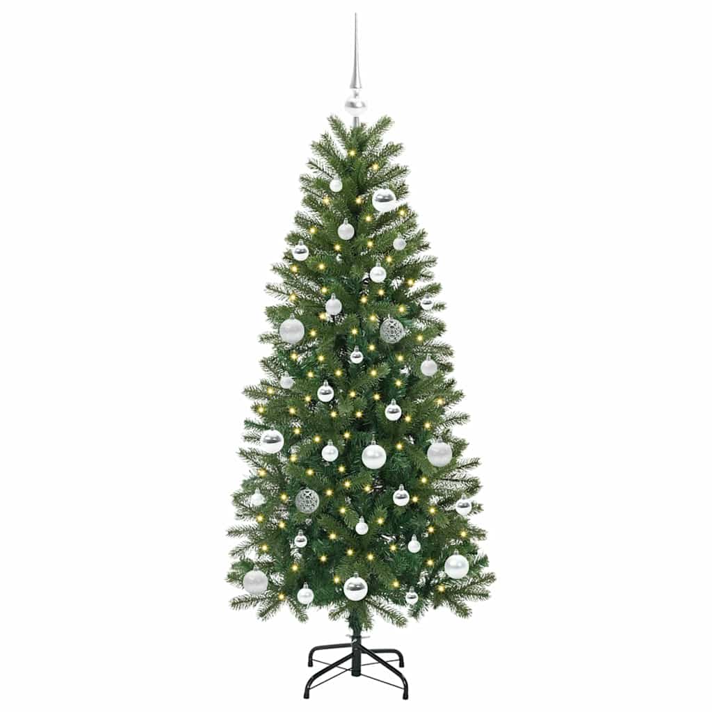 Albero di Natale Artificiale-Albero Natalizio con 150 LED Verde 150 cm PE e PVC 669168