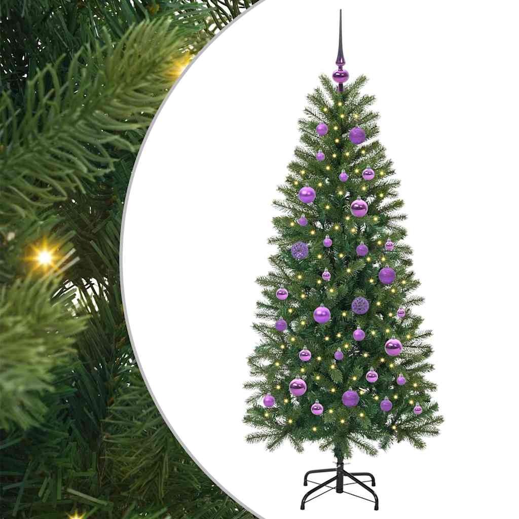 Albero di Natale Artificiale-Albero Natalizio con 150 LED Verde 150 cm PE e PVC 660541