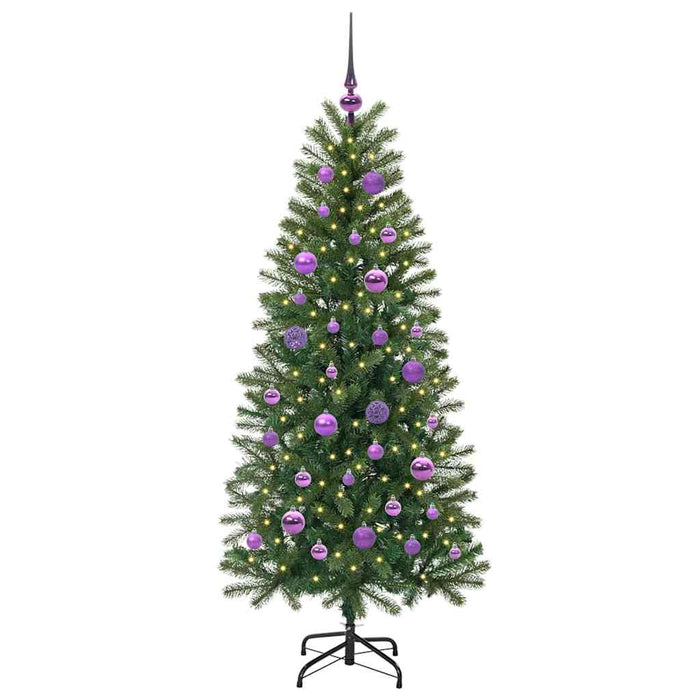 Albero di Natale Artificiale-Albero Natalizio con 150 LED Verde 150 cm PE e PVC 660541