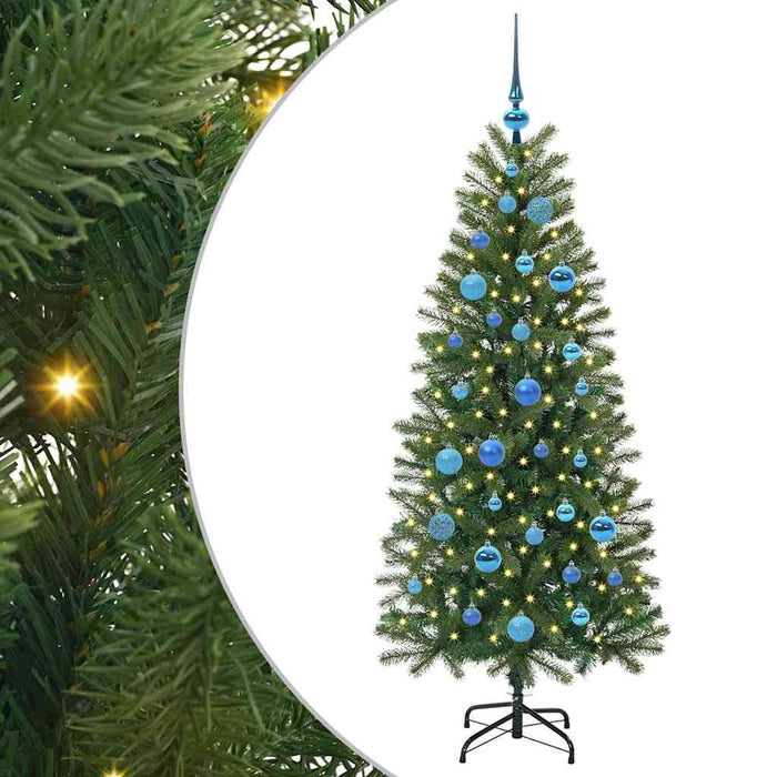 Albero di Natale Artificiale-Albero Natalizio con 150 LED Verde 150 cm PE e PVC 737824