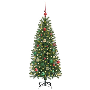 Albero di Natale Artificiale-Albero Natalizio con 150 LED Verde 150 cm PE e PVC 466271