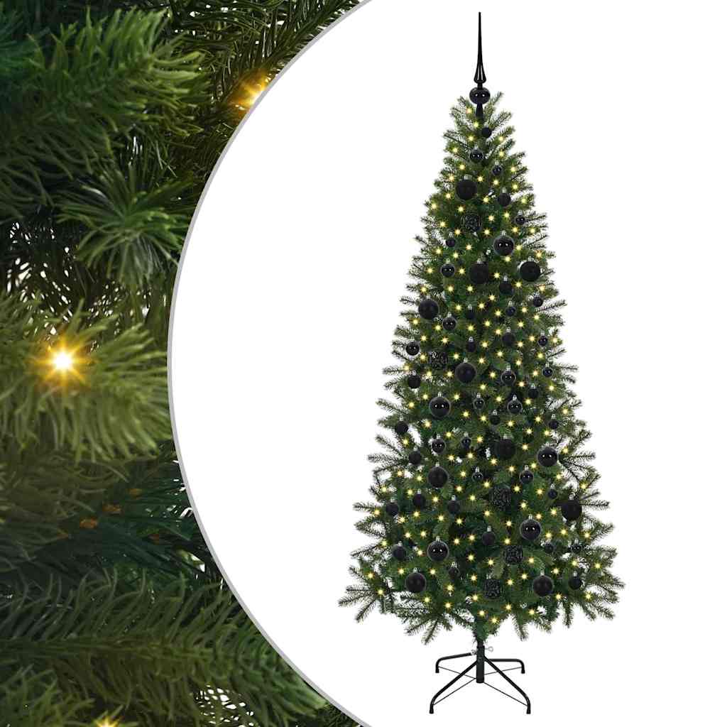 Albero di Natale Artificiale-Albero Natalizio con 300 LED Verde 180 cm PE e PVC 697544