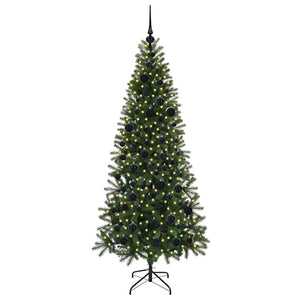 Albero di Natale Artificiale-Albero Natalizio con 300 LED Verde 180 cm PE e PVC 697544
