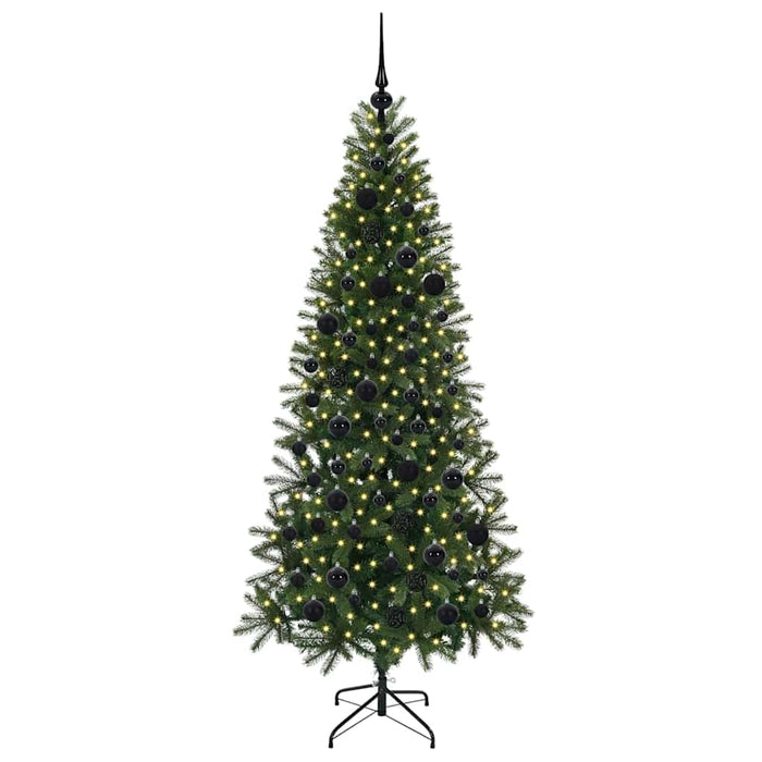 Albero di Natale Artificiale-Albero Natalizio con 300 LED Verde 180 cm PE e PVC 697544