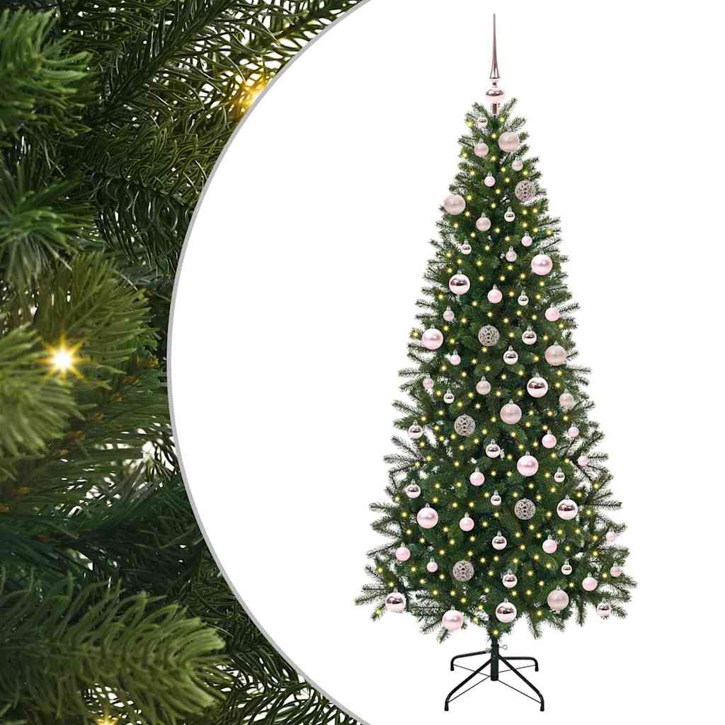 Albero di Natale Artificiale-Albero Natalizio con 300 LED Verde 180 cm PE e PVC 896092