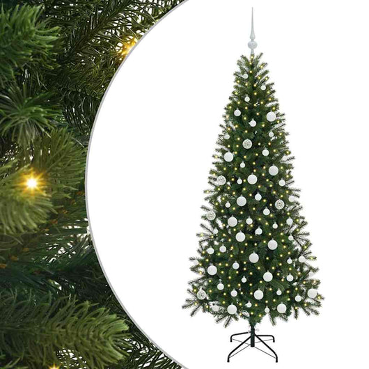 Albero di Natale Artificiale-Albero Natalizio con 300 LED Verde 180 cm PE e PVC 499377