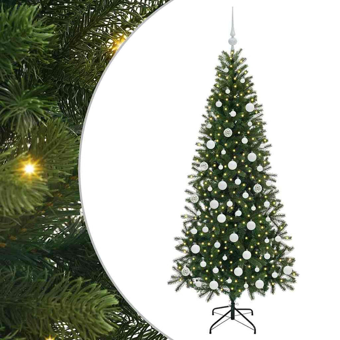 Albero di Natale Artificiale-Albero Natalizio con 300 LED Verde 180 cm PE e PVC 499377