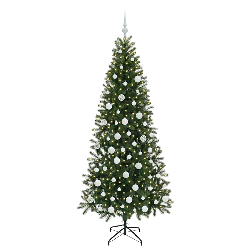Albero di Natale Artificiale-Albero Natalizio con 300 LED Verde 180 cm PE e PVC 499377