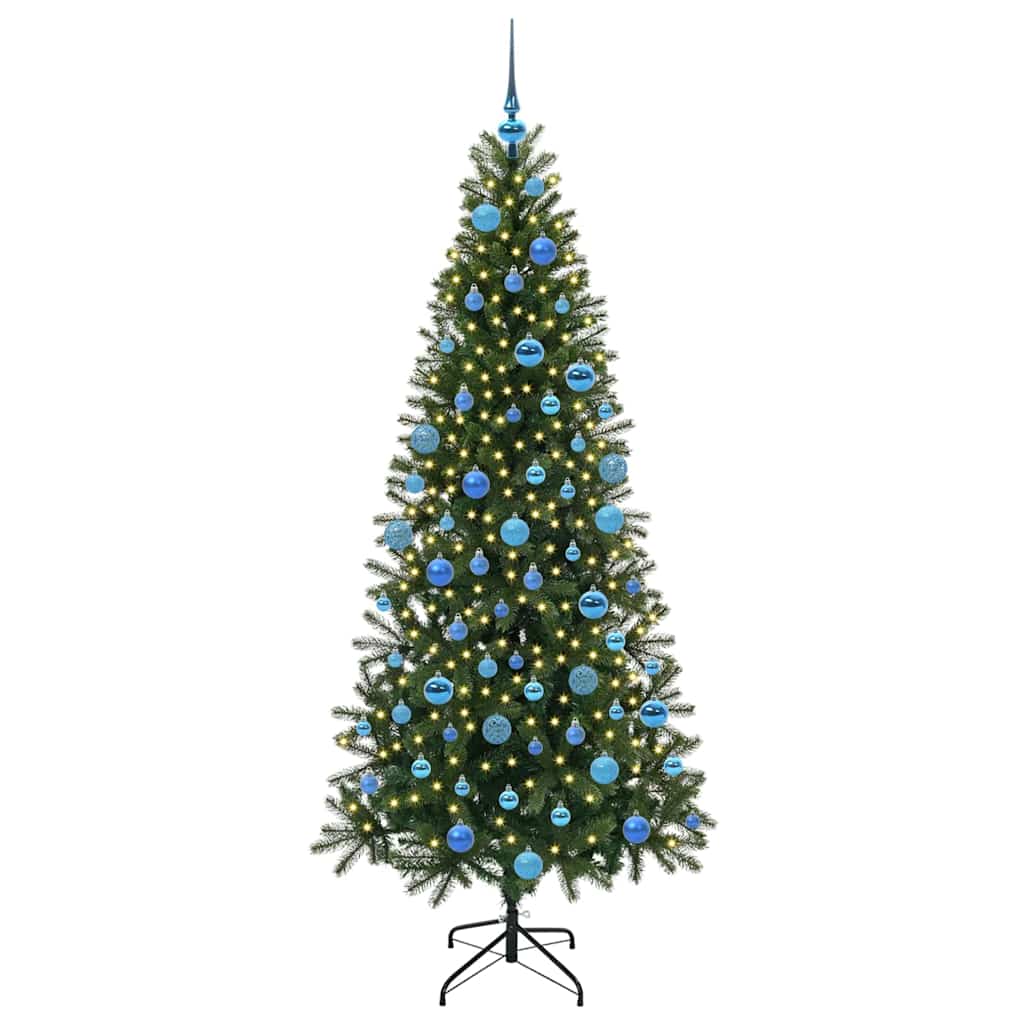 Albero di Natale Artificiale-Albero Natalizio con 300 LED Verde 180 cm PE e PVC 147922