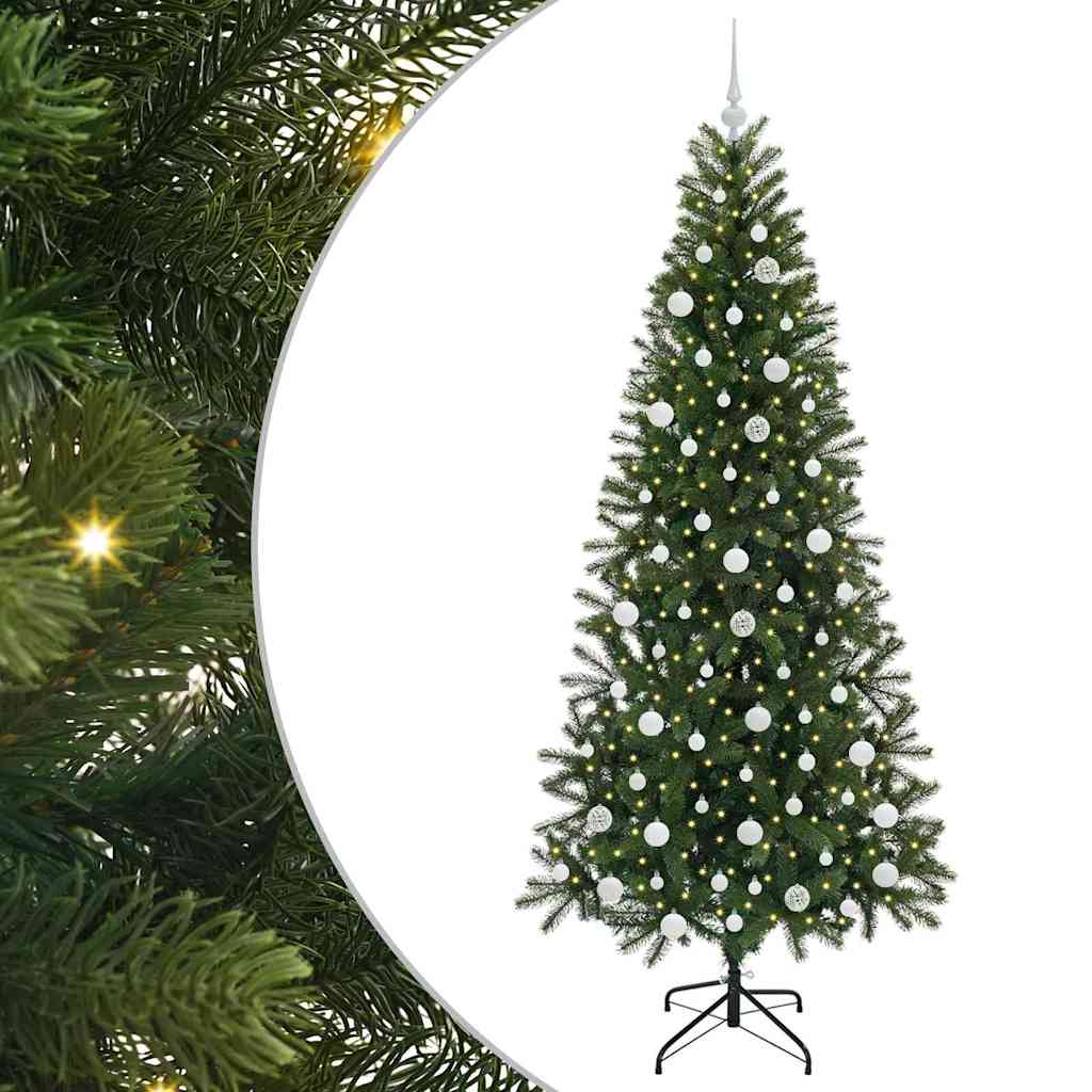 Albero di Natale Artificiale-Albero Natalizio con 300 LED Verde 210 cm PE e PVC 766292