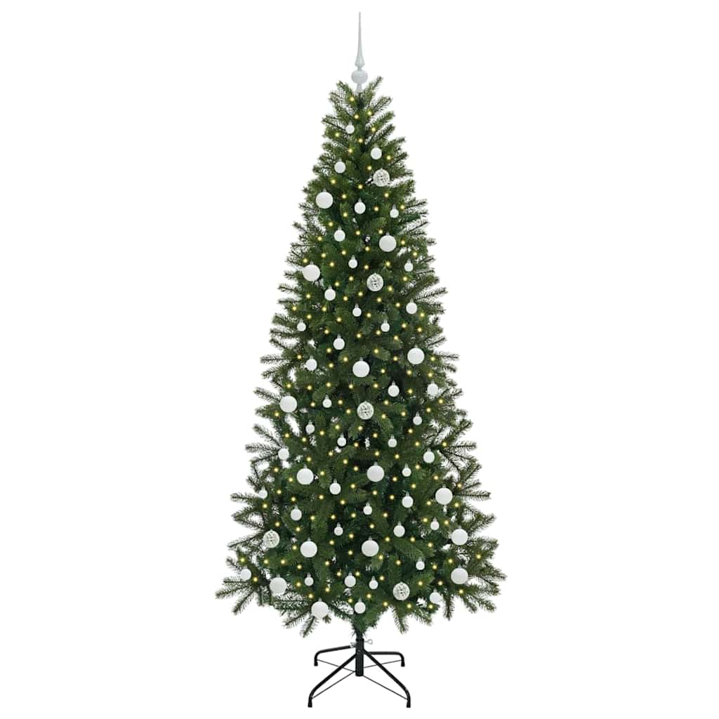 Albero di Natale Artificiale-Albero Natalizio con 300 LED Verde 210 cm PE e PVC 766292