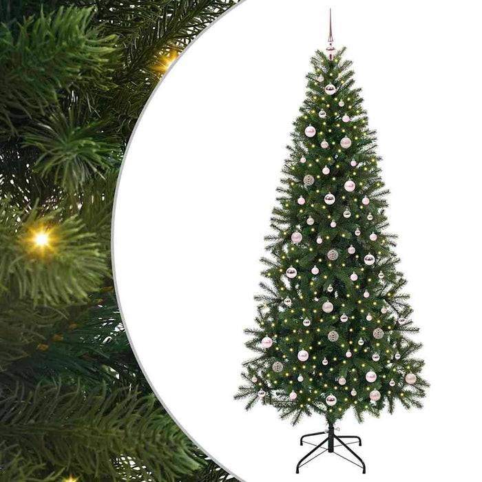 Albero di Natale Artificiale-Albero Natalizio con 300 LED Verde 240 cm PE e PVC 709857
