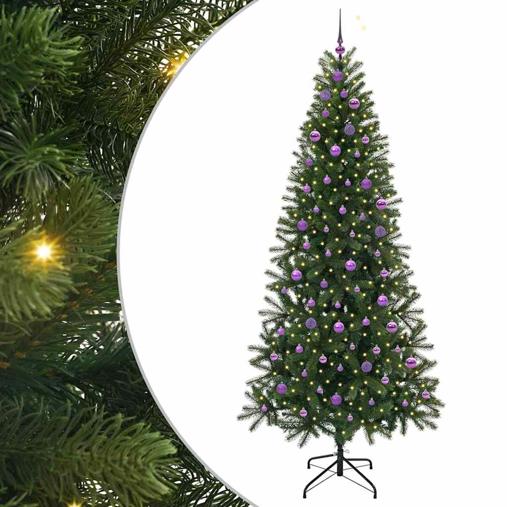 Albero di Natale Artificiale-Albero Natalizio con 300 LED Verde 240 cm PE e PVC 662121