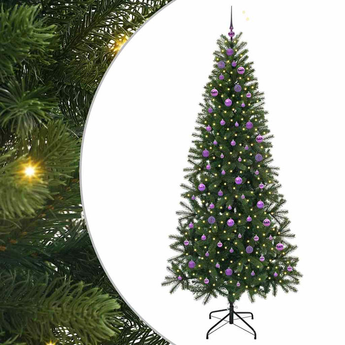 Albero di Natale Artificiale-Albero Natalizio con 300 LED Verde 240 cm PE e PVC 662121