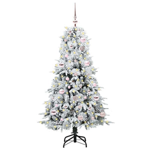 Albero di Natale Artificiale-Albero Natalizio con Rami Pieghevoli Bianco 150 cm 219721