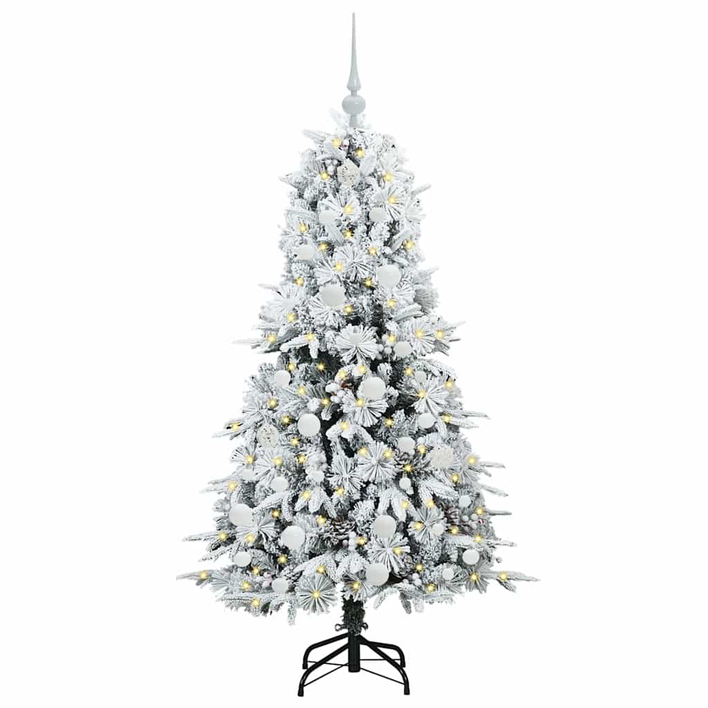 Albero di Natale Artificiale-Albero Natalizio con Rami Pieghevoli Bianco 150 cm 483019