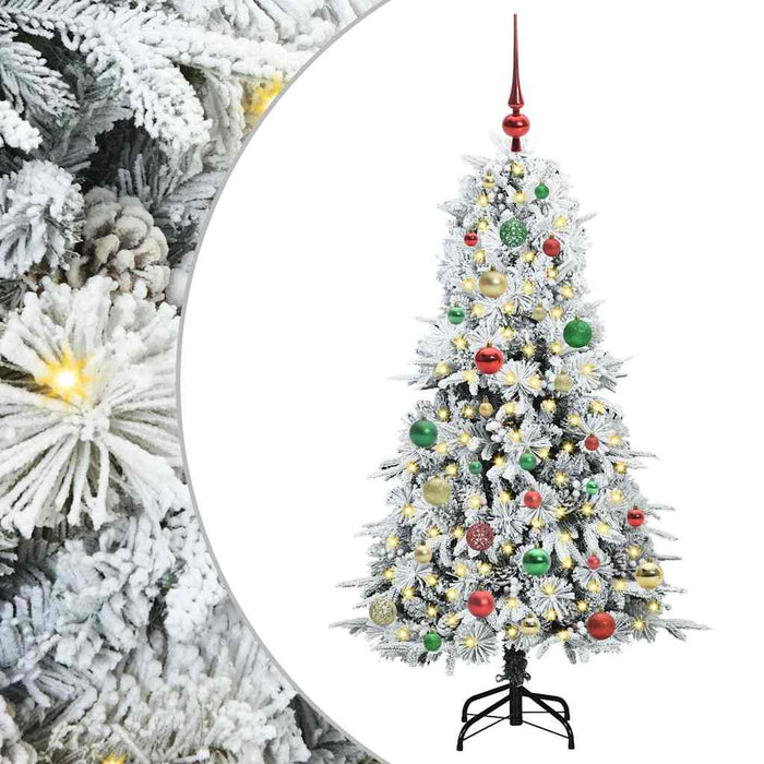 Albero di Natale Artificiale-Albero Natalizio con Rami Pieghevoli Bianco 150 cm 609075