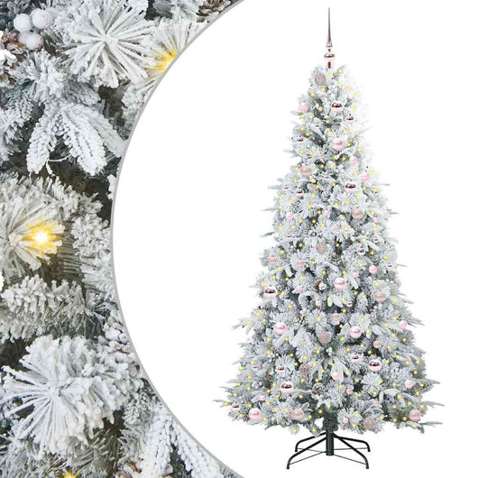 Albero di Natale Artificiale-Albero Natalizio con Rami Pieghevoli Bianco 210 cm 799257