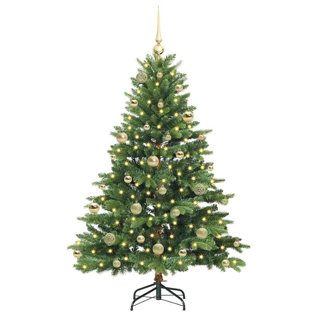 Albero di Natale Artificiale-Albero Natalizio con 150 LED Verde 150 cm PE e PVC 470619