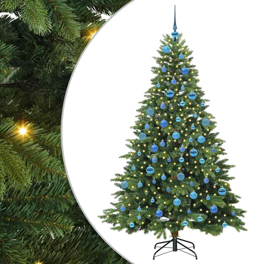 Albero di Natale Artificiale-Albero Natalizio con 300 LED Verde 180 cm PE e PVC 266670