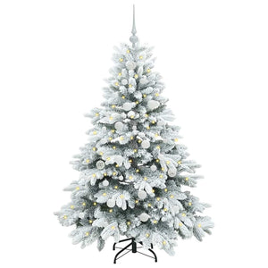 Albero di Natale Artificiale-Albero Natalizio con 150 LED Bianco 150 cm PE e PVC 401543