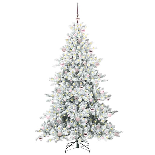 Albero di Natale Artificiale-Albero Natalizio con Rami Pieghevoli Bianco 210 cm 749029
