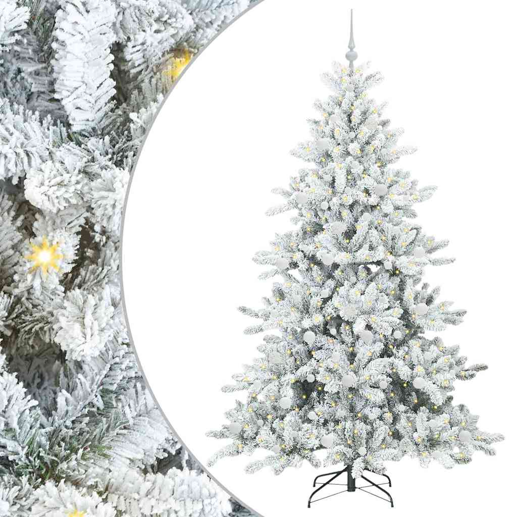 Albero di Natale Artificiale-Albero Natalizio con Rami Pieghevoli Bianco 210 cm 480173