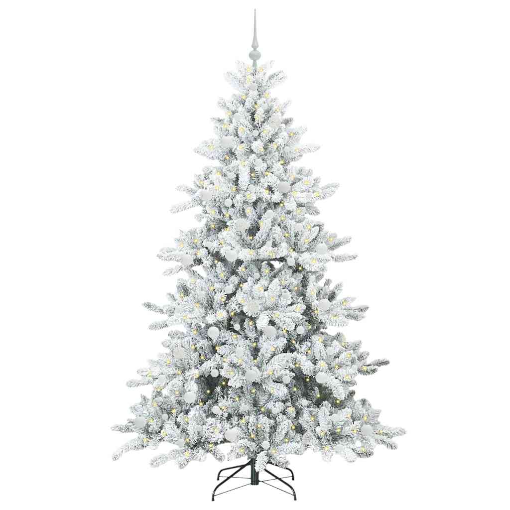 Albero di Natale Artificiale-Albero Natalizio con Rami Pieghevoli Bianco 210 cm 480173
