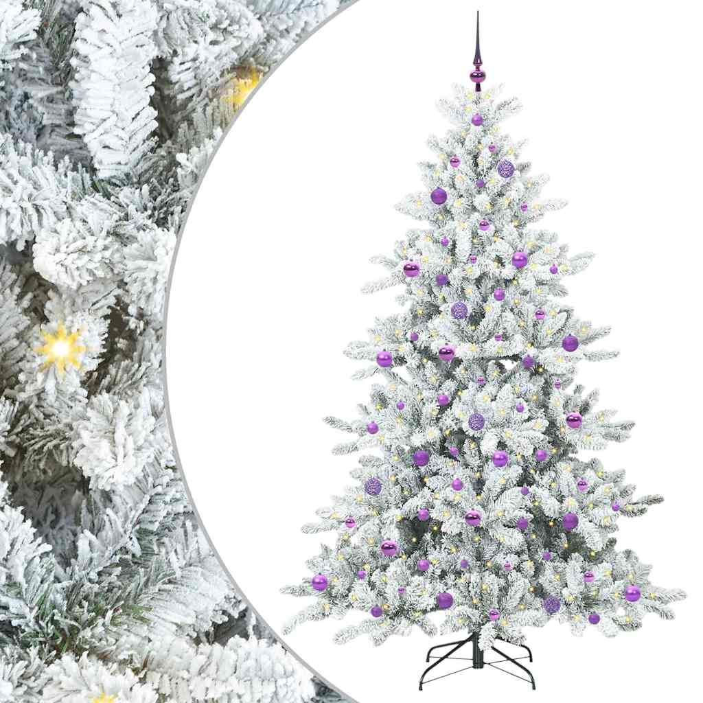 Albero di Natale Artificiale-Albero Natalizio con Rami Pieghevoli Bianco 210 cm 471752