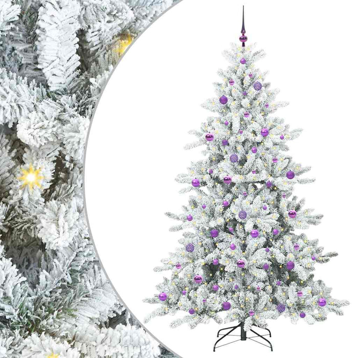 Albero di Natale Artificiale-Albero Natalizio con Rami Pieghevoli Bianco 210 cm 471752