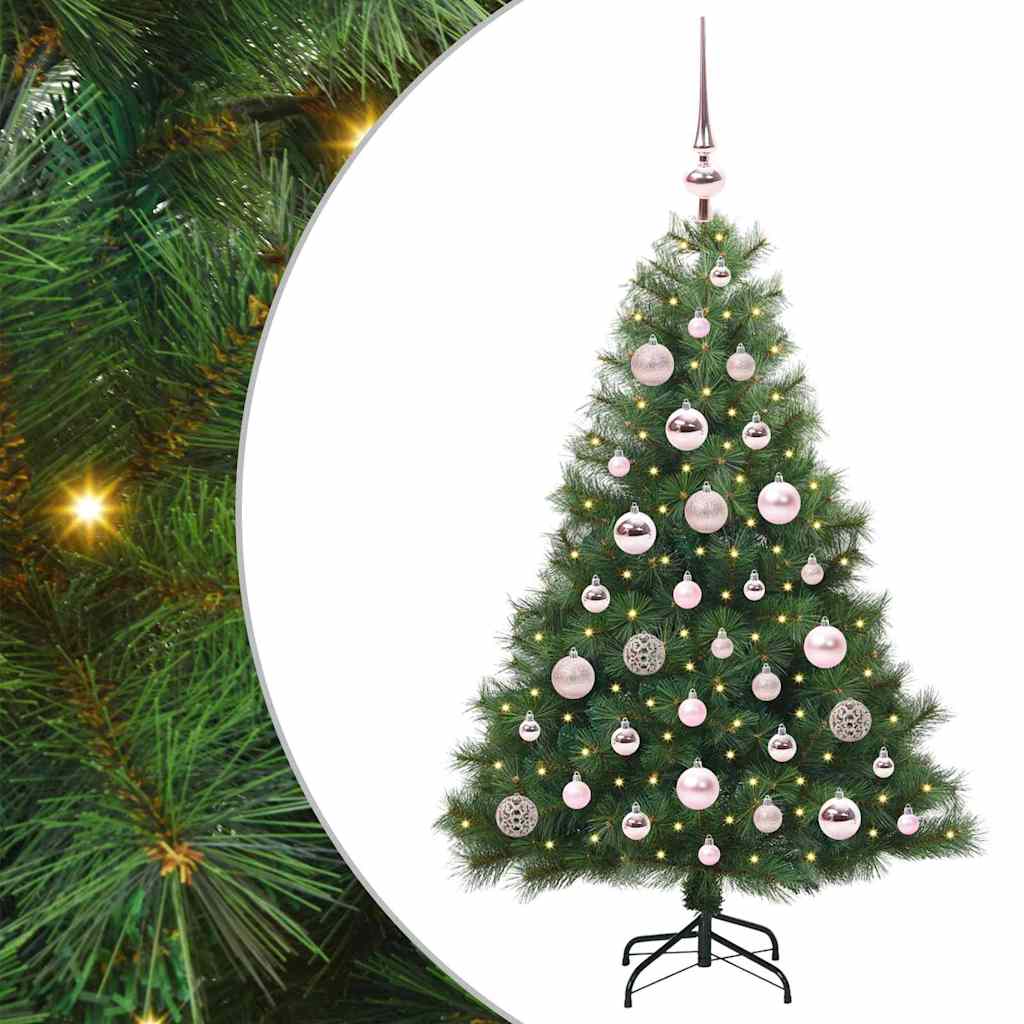 Albero di Natale Artificiale-Albero Natalizio con 150 LED Verde 120 cm PE e PVC 394199