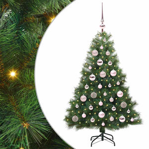 Albero di Natale Artificiale-Albero Natalizio con 150 LED Verde 120 cm PE e PVC 394199