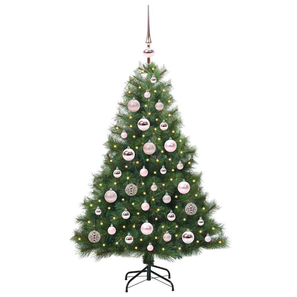 Albero di Natale Artificiale-Albero Natalizio con 150 LED Verde 120 cm PE e PVC 394199