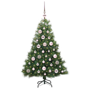 Albero di Natale Artificiale-Albero Natalizio con 150 LED Verde 120 cm PE e PVC 394199
