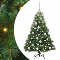 Albero di Natale Artificiale-Albero Natalizio con 150 LED Verde 120 cm PE e PVC 267541