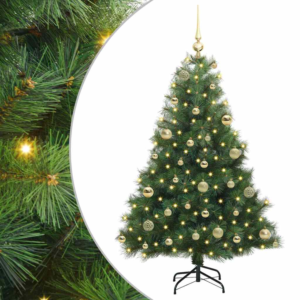 Albero di Natale Artificiale-Albero Natalizio con 150 LED Verde 120 cm PE e PVC 525563