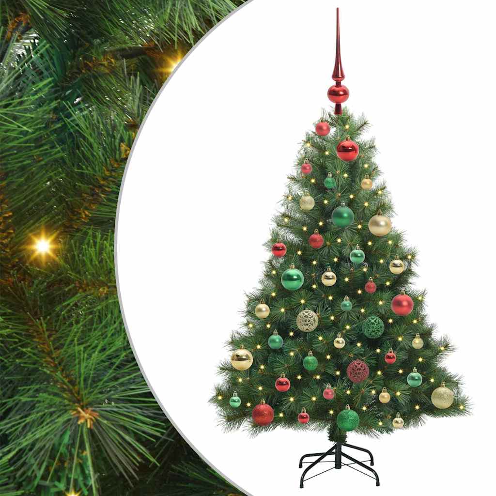 Albero di Natale Artificiale-Albero Natalizio con 150 LED Verde 120 cm PE e PVC 207115